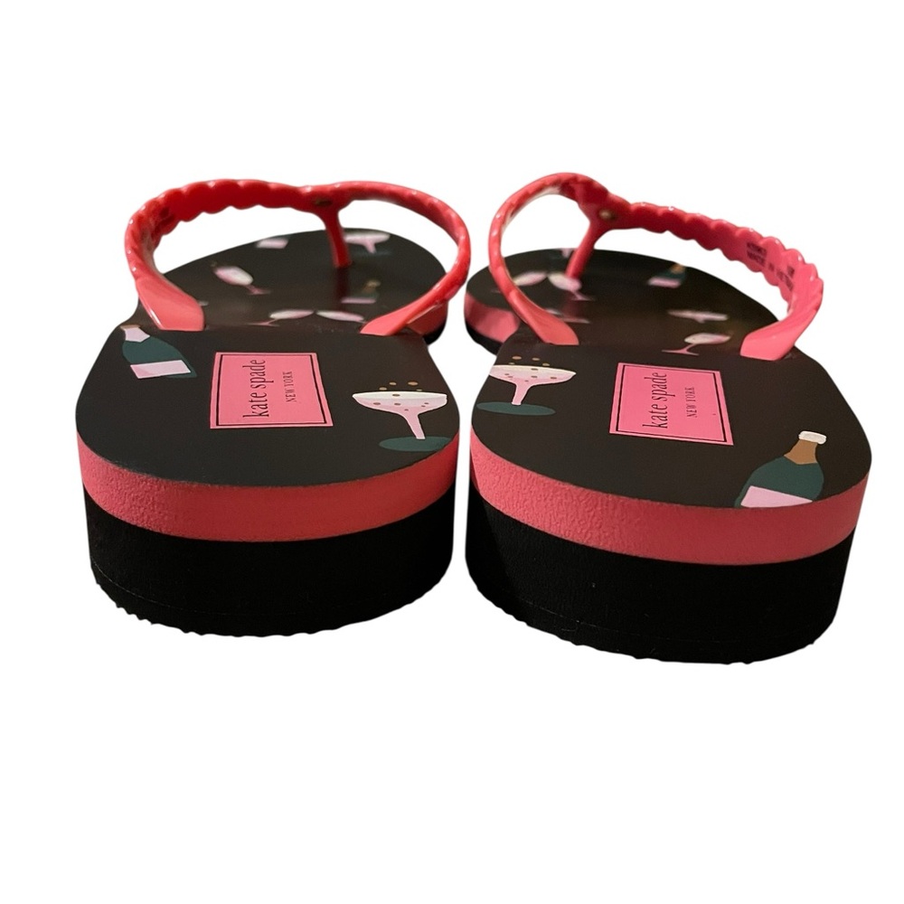 Kate Spade New York Megan Champagne Flip Flop Sandals Black Pink Size 10 NWOT - Picture 6 of 16